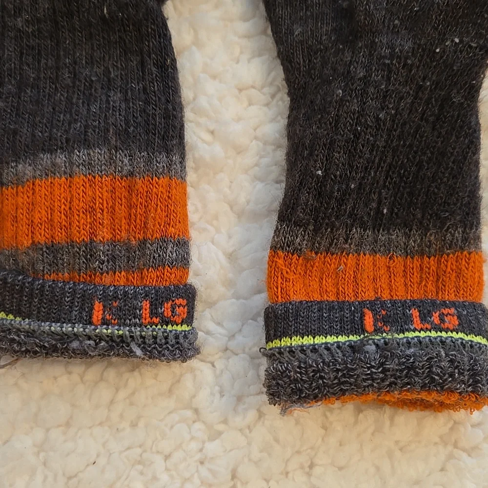 Smartwool Kid's Dark Gray Crew Socks with Orange Stripes